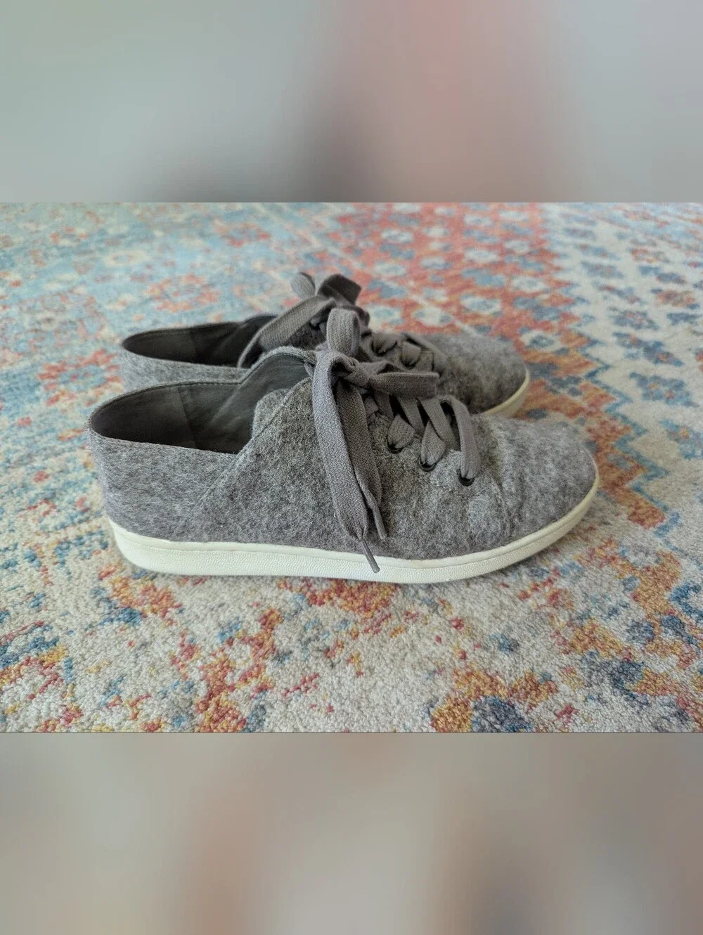 EILEEN FISHER Women’s 9.5 Clifton Gray Felt Wool Lace Up Sneakers Shoes